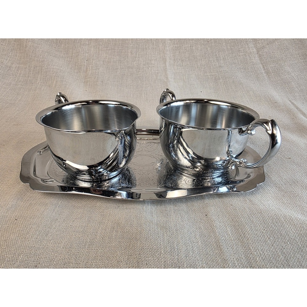 Danny Wilson Original Tray, Sugar, Creamer Set‎ Chrome Vintage Classic